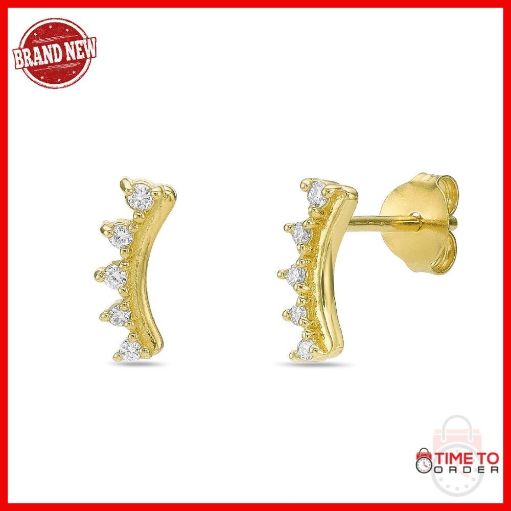 1/10 Carat Lab Diamond Crawler Earrings 18k Gold Plated Sterling Silver